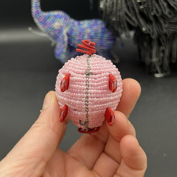 Beadworx By Grassroots Lot Of 4 Beaded Sculpture Dog Elephant Pig Rooster Farm - Picture 10 of 16